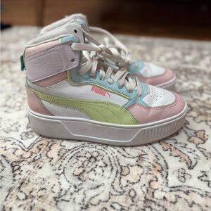 Puma High-Tops with Pastel Pink, Green, and Blue